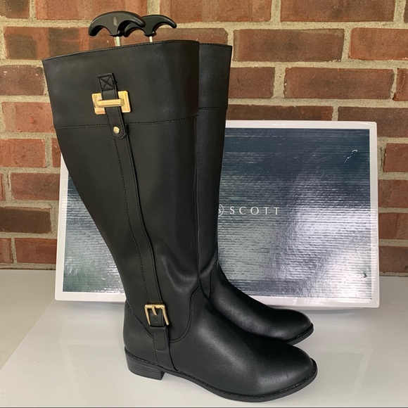 Karen Scott Deliee Black Round-toe Zip-up Block Heel Knee High Boots US 7.5 M WC - Picture 1 of 11